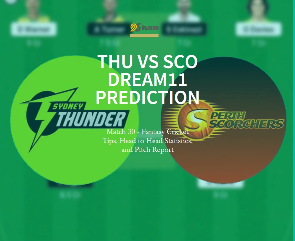 THU vs SCO Dream11 Prediction: Match 30 - Fantasy Cricket Tips, Head to Head Statistics, and Pitch Report